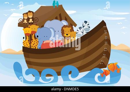 Un vecteur illustration des différents types de la faune Les animaux sur Noahs Ark Illustration de Vecteur