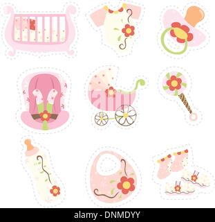 Un vecteur illustration de baby girl icônes articles Illustration de Vecteur