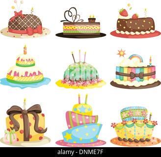 Gateaux D Anniversaire Delicieux Image Vectorielle Stock Alamy