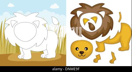 A vector illustration of a lion puzzle Illustration de Vecteur