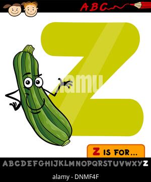 Cartoon Illustration de la lettre Z de l'alphabet avec les courgettes pour l'éducation des enfants Illustration de Vecteur
