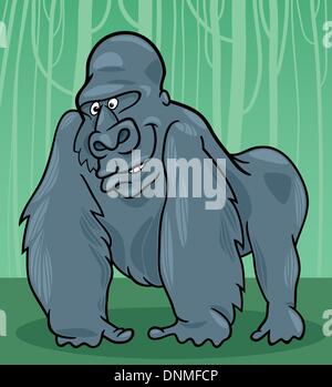 Cartoon illustration de gorille argent drôle Illustration de Vecteur