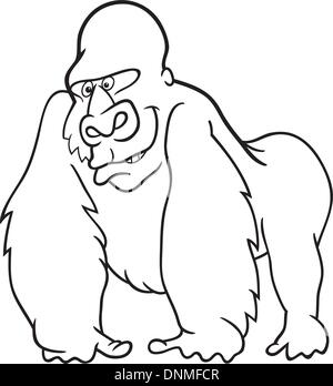 Cartoon illustration de livre de coloriage pour les gorilles d'argent Illustration de Vecteur