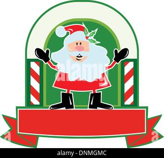 Cartoon style illustration du père Noël Le Père Noël saint Nicolas avant permanent avec canne de Noël faites défiler sur fond blanc isolé. Illustration de Vecteur