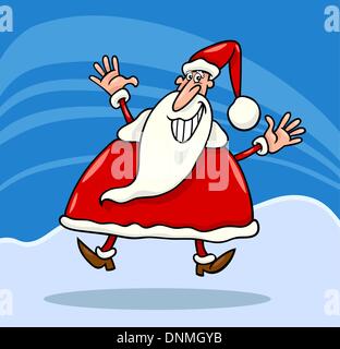 Cartoon Illustration de Joyeux Noël Le Père Noël sur la neige Illustration de Vecteur