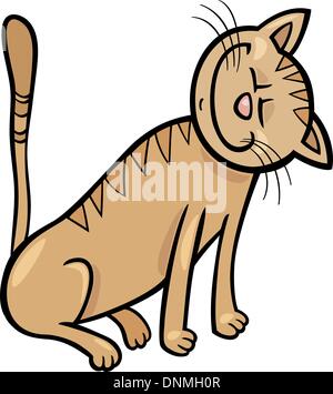 Cartoon Illustration de l'Heureux chat tigré Beige Illustration de Vecteur