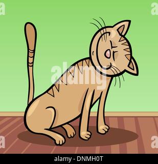 Cartoon Illustration de chat tigré Beige heureux à la maison Illustration de Vecteur