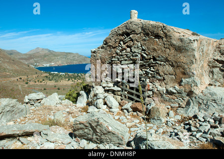 Haïti, île de Tilos, Bucht von Livadia, byzantinische Kapelle Agios Nikolaos Banque D'Images