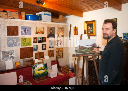 Haïti, île de Tilos, Inselhauptort Megalo Chorio, MalerPierre-Marie Bordrez, icônes et peintures Banque D'Images