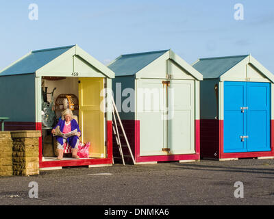 Brighton, East Sussex, UK . 09Th Jan, 2014. Une place au soleil - un répit après la tempête le soleil inonde la côte sud Crédit photo : Julia Claxton/Alamy Live News Banque D'Images