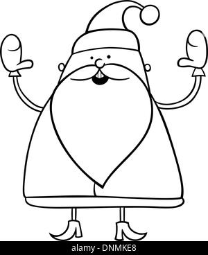 Cartoon noir et blanc Illustration of Cute Santa Claus Noël personnage pour Coloring Book Illustration de Vecteur