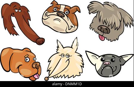 Cartoon Illustration des différents types de têtes de chiens heureux ensemble Collection Illustration de Vecteur