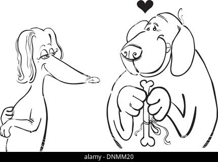 Illustration de chien dans l'amour pour Coloring Book Illustration de Vecteur