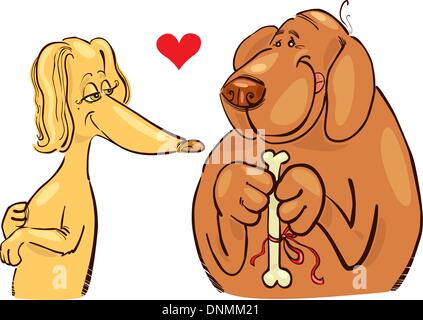 Cartoon illustration de chiens dans l'amour Illustration de Vecteur