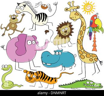 Animaux de la jungle Illustration de Vecteur