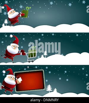 Bannières de Noël avec le Père Noël Illustration de Vecteur