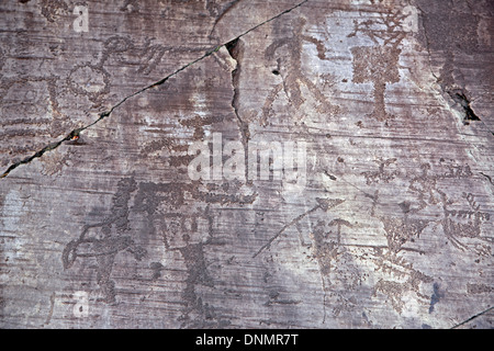 Art rupestre du Valcamonica, Italie, Lombardie, Province de la Vallée Camonica, Brescia, Capo di Ponte, UNESCO World Heritage Banque D'Images