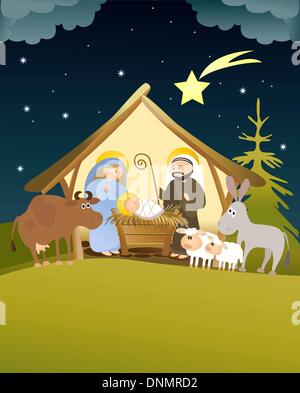 Crèche de Noël Illustration de Vecteur