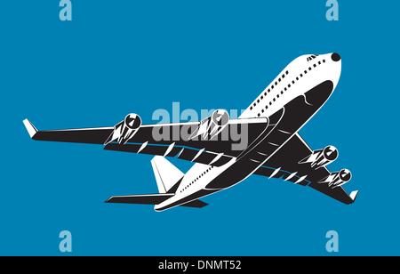 Illustration d'un avion à réaction commerciaux sur avion vol vol fond isolé Illustration de Vecteur