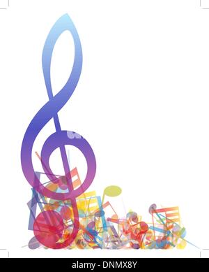 Les notes de musique de fond multicolore du personnel. Vector illustration. Illustration de Vecteur