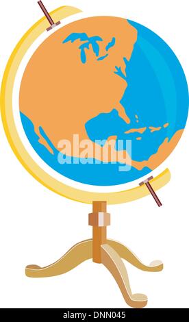 Illustration du globe montrant nord isolé sur fond blanc fait en style rétro. Illustration de Vecteur