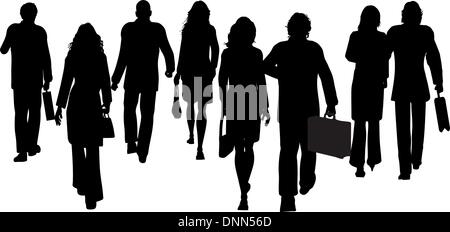 Silhouettes de business people walking Illustration de Vecteur