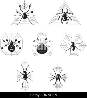 Vector set de symboles décoratifs avec les araignées Illustration de Vecteur