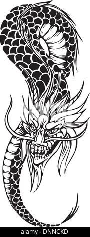 Apodes Oriental dragon. Vector illustration noir et blanc. Illustration de Vecteur