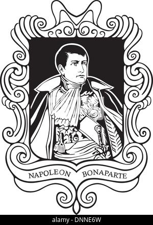 Portrait de Napoléon Bonaparte. Vector illustration noir et blanc portrait dessiné à partir de 1805 (en tant que Roi d'Italie). Illustration de Vecteur