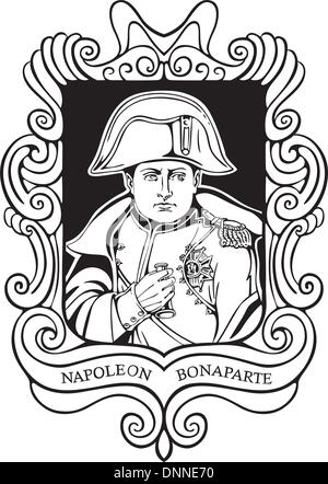 Portrait de Napoléon Bonaparte. Vector illustration noir et blanc portrait dessiné à partir de 1820. Illustration de Vecteur