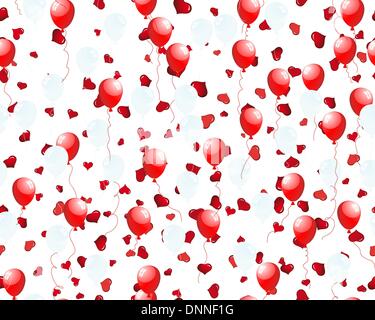 Beaux ballons dans l'air sur un backgrond coeurs. Vector illustration. Pour faire facile modèle transparente juste glisser tous les groupe en bar, nuances et l'utiliser pour remplir les contours. Illustration de Vecteur