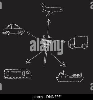 Tableau noir sur l'alimentation écologie Concept Illustration de Vecteur