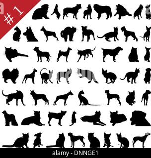 Ensemble #  1 de différents animaux domestiques vecteur silhouettes pour l'utilisation de conception Illustration de Vecteur