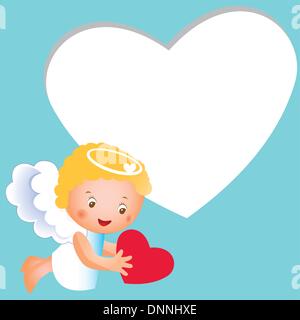 Heureux et mignon petit ange avec coeur Illustration de Vecteur