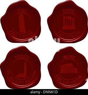 Italie La cire stamp set design pour l'utilisation. Vector illustration. Illustration de Vecteur