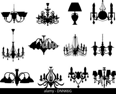 Ensemble de lampes différentes silhouettes. Vector illustration. Illustration de Vecteur