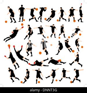Jeu de soccer détail silhouettes. EPS entièrement modifiable 10 vector illustration. Illustration de Vecteur