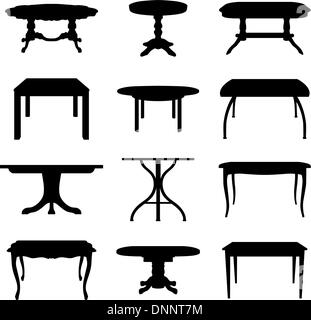 Collection de tables différentes silhouettes. Vector illustration. Illustration de Vecteur