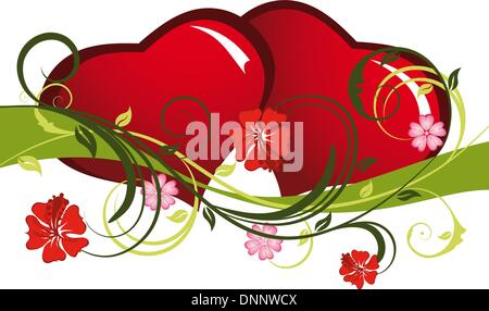 Jour de la Saint-Valentin avec un cœur floral background Illustration de Vecteur