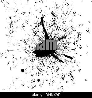 Des notes de musique vol de grunge blob. Illustration vecteur EPS 8. Illustration de Vecteur