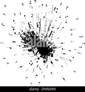 Des notes de musique vol de grunge blob. Illustration vecteur EPS 8. Illustration de Vecteur