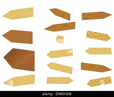 Jeu de flèches en bois vierge de vecteur pour votre texte Illustration de Vecteur