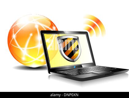 Computer antivirus, pare-feu de sécurité concept bouclier numérique Illustration de Vecteur