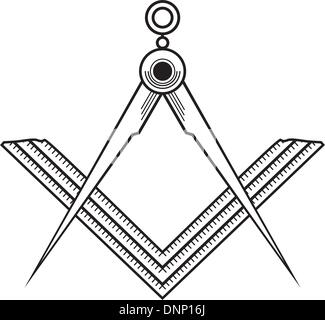 Carré maçonnique et boussole Illustration de Vecteur