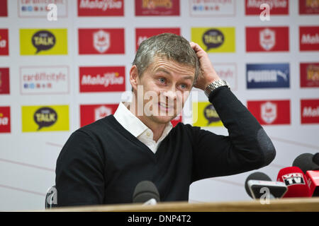 La ville de Cardiff, Pays de Galles, Royaume-Uni. 2 janvier 2014. Ole Gunnar Solskjaer, l'ancien attaquant de Manchester United, est nommé comme nouveau directeur de la ville de Cardiff. Crédit : Jeff Gilbert/Alamy Live News Banque D'Images