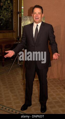 Hollywood star Tom Hanks arrive pour la présentation de son nouveau film 'Road to Perdition' à Berlin. Banque D'Images