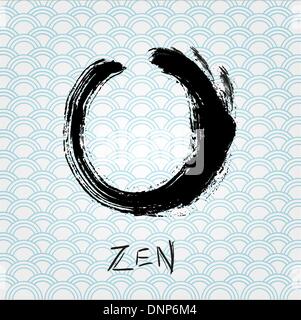 Pinceau calligraphie Zen cercle. Caractère Oriental. Illustration de Vecteur