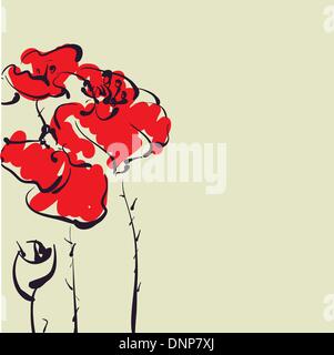 Dessin vectoriel art coquelicots fond Illustration de Vecteur