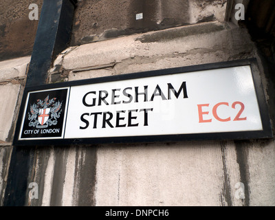 Ville de London Gresham Street sign London EC2 England UK KATHY DEWITT Banque D'Images