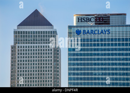 Canary Wharf et d'autres gratte-ciel sur l'Isle of Dogs, Londres Banque D'Images